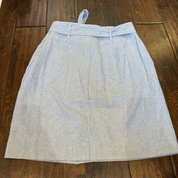 Boden Leonora Striped Tie Waist Pencil Skirt Blue White size 6P Linen Blend - Picture 7 of 9